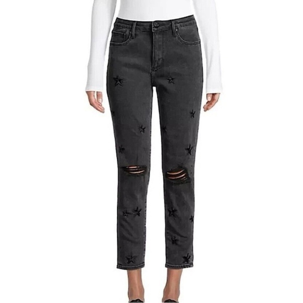 Driftwood Gizelle washed black star embroidered jeans